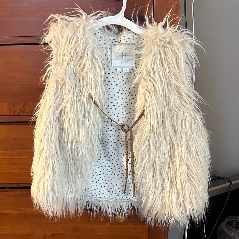 Anthropologie Faux Fur Vest - Cream